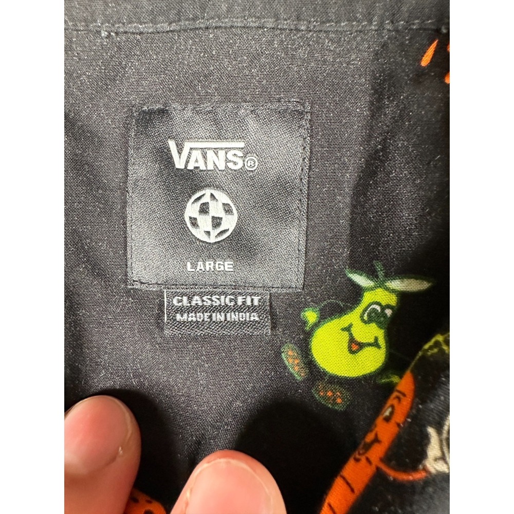 Vans Camp Shirt‎ Mens Large Black Cotton All Over Print Classic Fit Button Up - Picture 3 of 5